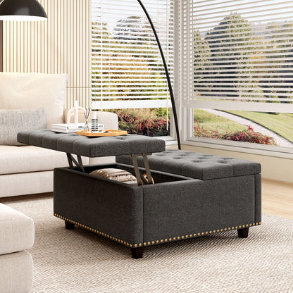 Large Square Storage Ottoman With 2 Storage Doors