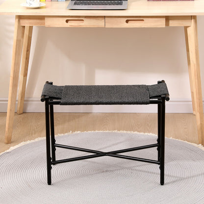 Handwoven Paper Rope Foot Rest Shoes Stools Ottomans For Entryway