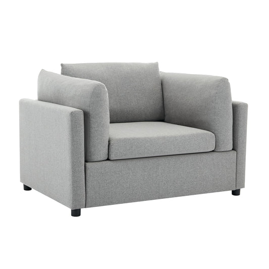 Wide Modern Oversized Armchair With Ottoman Stool, Single Sofa With Lumbar Support, Accent Chair
