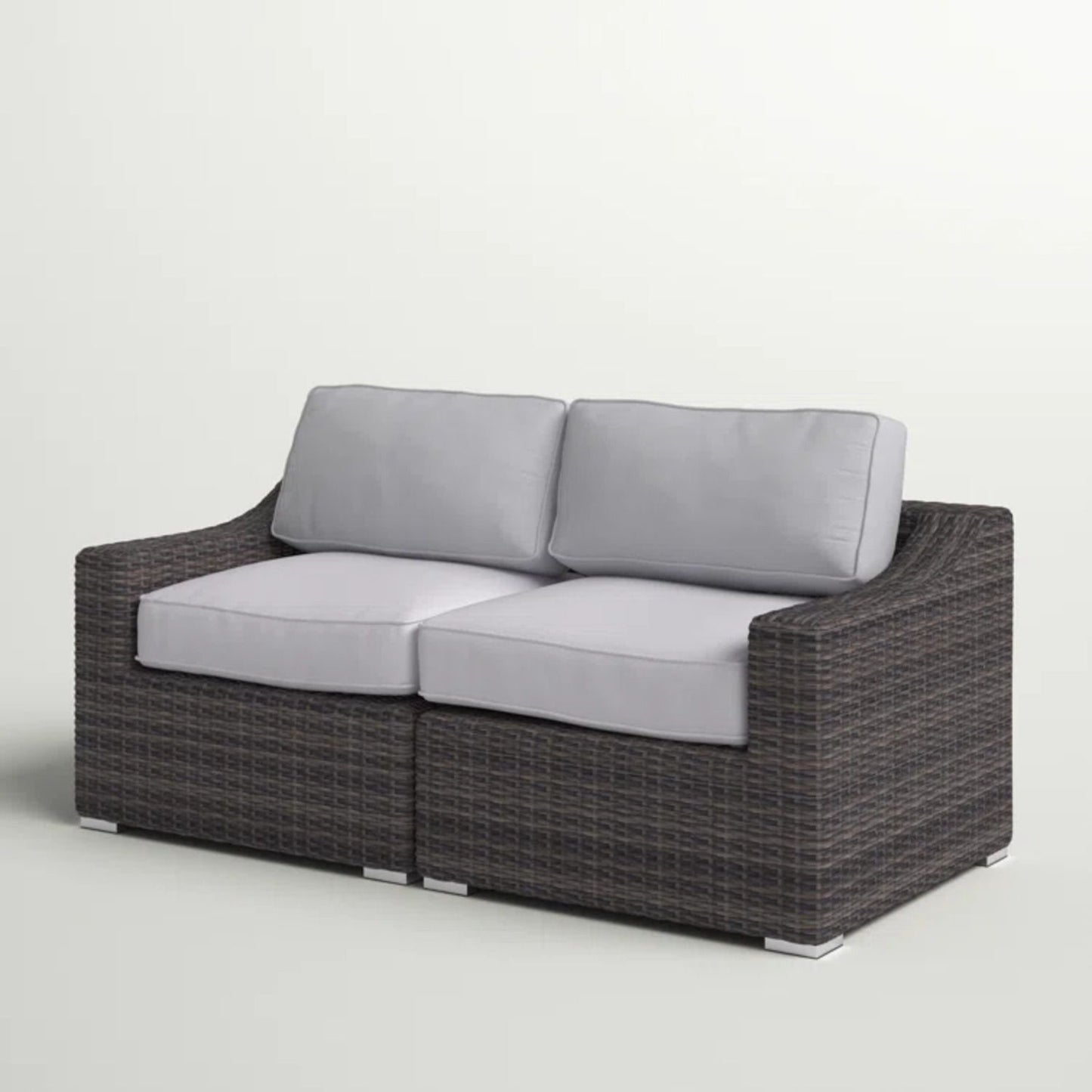 Wicker Outdoor Loveseat With Cushions - Espresso / Gray