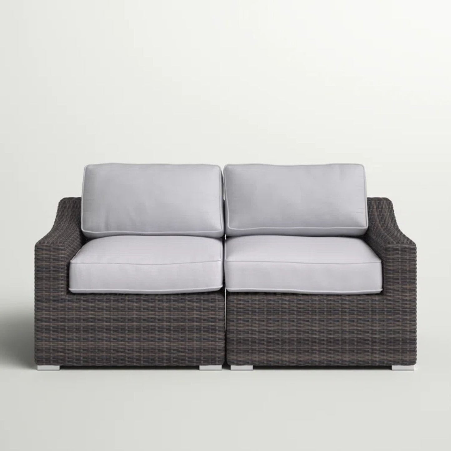 Wicker Outdoor Loveseat With Cushions - Espresso / Gray